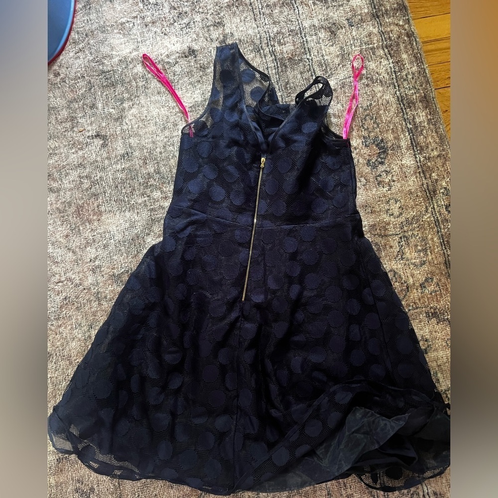 Betsey Johnson Navy Polka Dot Dress Size 10 - Picture 2 of 2